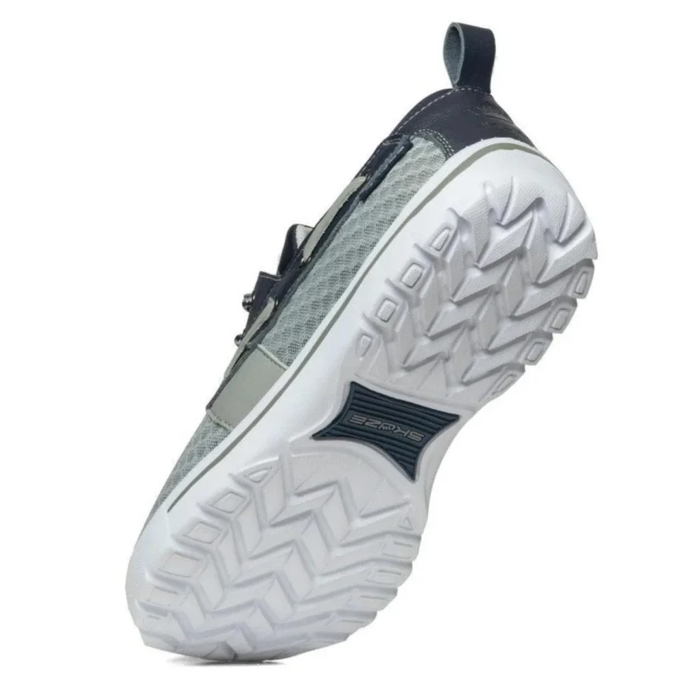 Skuze Del Marina Mens Boat Shoes Grey Navy Blue Mesh Lightweight Size 7.5